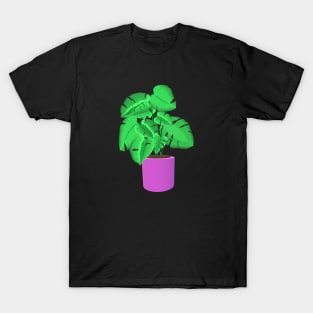 Monstera Deliciosa Plant in Purple Flower Pot T-Shirt